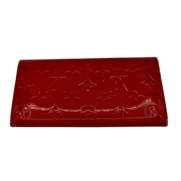 Pre-loved Louis Vuitton Red Vernis Sarah Wallet - Picture 3 of 13